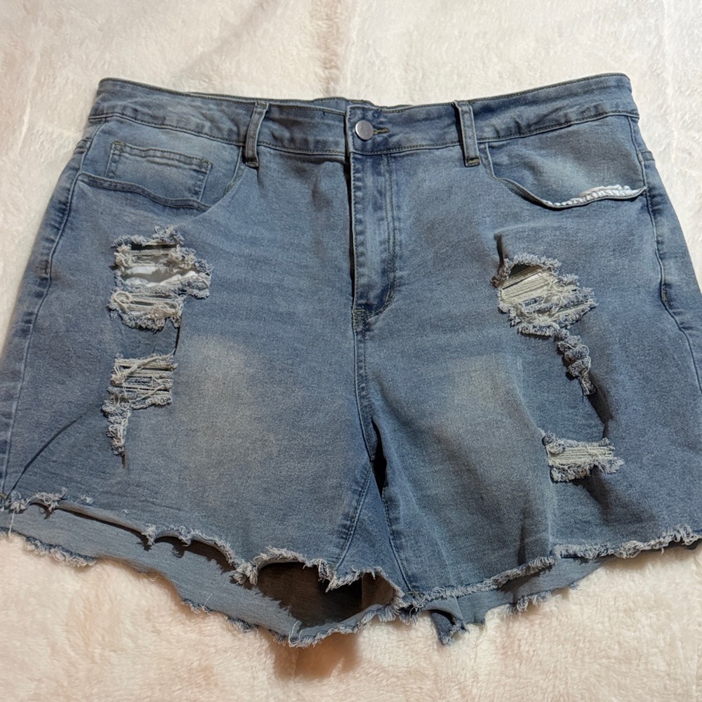 Women’s Distressed Denim Shorts - Blue